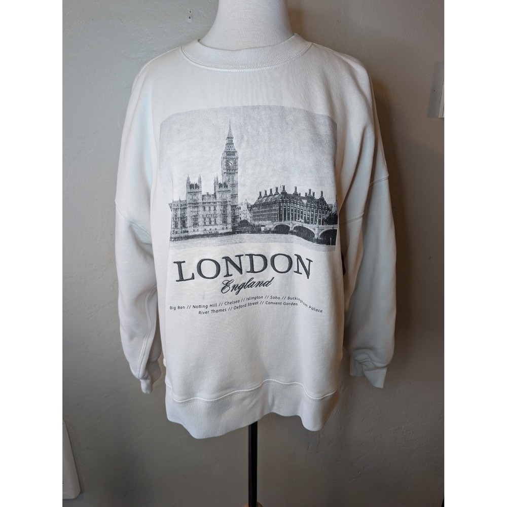 Abercrombie and Fitch London Graphic Grey‎ Casual Crewneck Sweatshirt womens XL